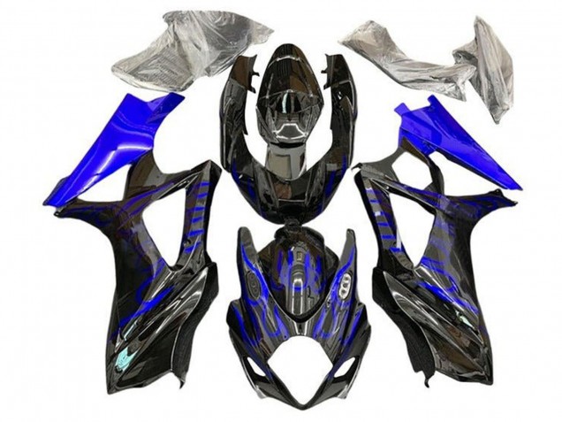 2005-2006 Suzuki GSXR 1000 Motorcycle Fairings - Black Blue Flame Canada