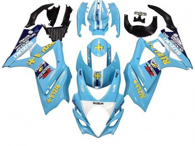 2005-2006 Suzuki GSXR 1000 Motorcycle Fairings - Light Blue Yellow Black Rizla Canada