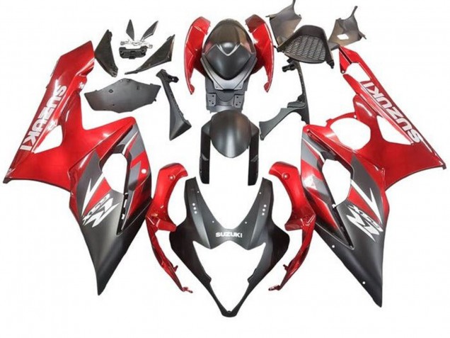 2005-2006 Suzuki GSXR 1000 Motorcycle Fairing - Matte Black Red Canada