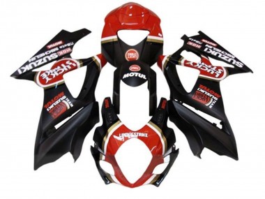 2005-2006 Suzuki GSXR 1000 Motorcycle Fairings - Matte Black Red Lucky Strike Canada