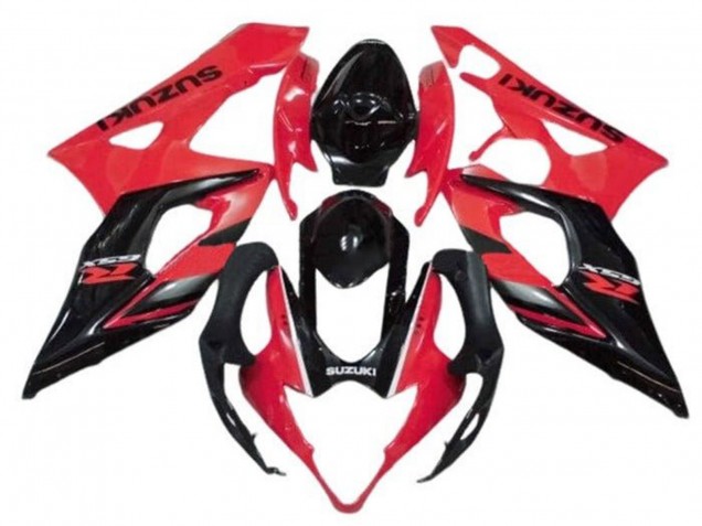 2005-2006 Suzuki GSXR 1000 Motorcycle Fairings - Red Glossy Black Stripe Canada