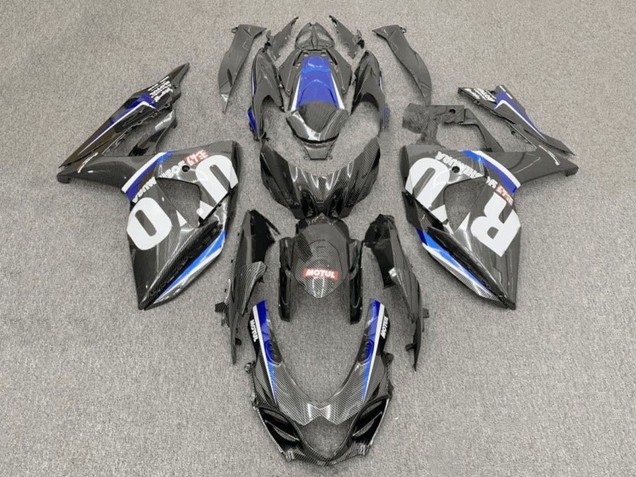 2017-2024 Suzuki GSXR1000 Motorcycle Fairings - Faux Carbon Fiber White Blue Canada