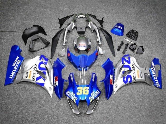 2017-2024 Suzuki GSXR1000 Motorcycle Fairings - Blue Silver Ecstar 36 Canada
