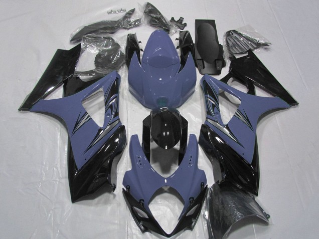 2007-2008 Suzuki GSXR 1000 Motorcycle Fairings - Silver Blue Glossy Black Canada