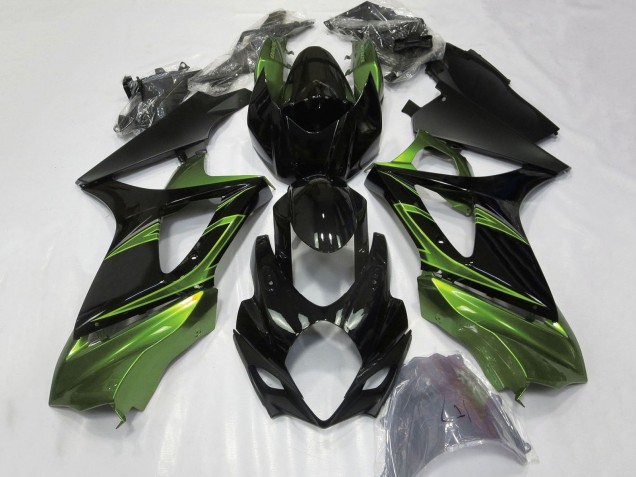 2007-2008 Suzuki GSXR 1000 Motorcycle Fairings - Green Glossy Black Canada
