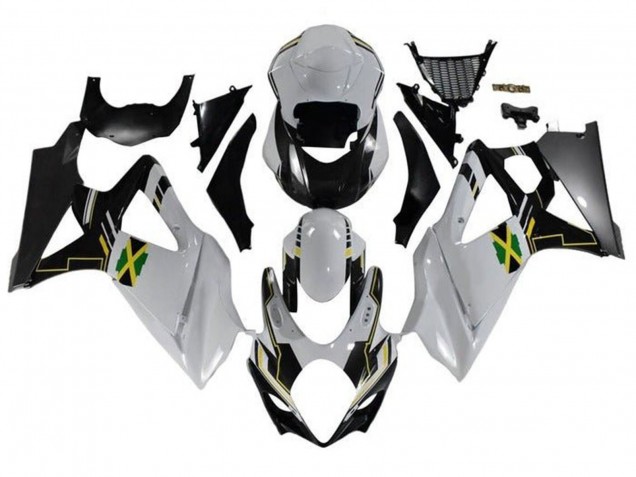 2007-2008 Suzuki GSXR 1000 Motorcycle Fairings - White Black Jamaica Canada