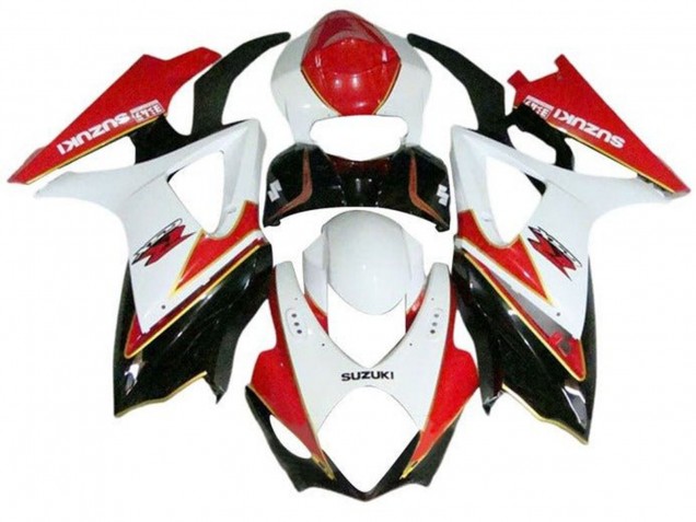 2007-2008 Suzuki GSXR 1000 Motorcycle Fairings - White Red Gold Black Canada