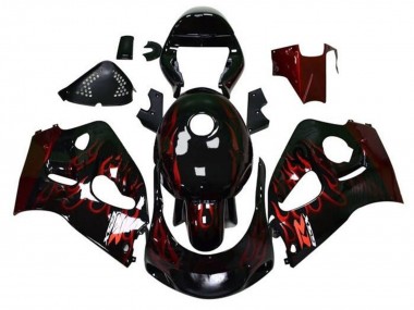 1996-2000 Suzuki GSXR 600 / GSXR 750 Motorcycle Fairings - Black Red Flame Canada