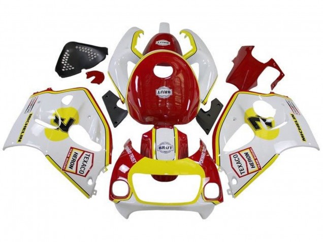 1996-2000 Suzuki GSXR 600 / GSXR 750 Motorcycle Fairings - White Red Yellow Texaco Canada