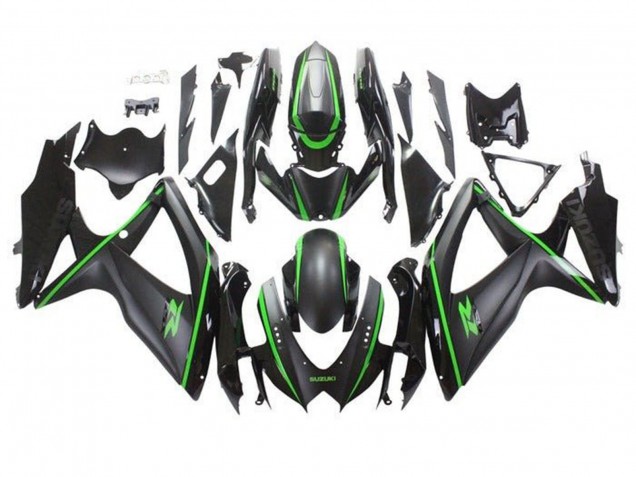 2008-2010 Suzuki GSXR 600 / GSXR 750 Motorcycle Fairings - Matte Black Green Stripe Canada