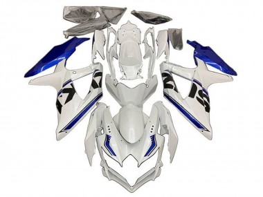 2008-2010 Suzuki GSXR 600 / GSXR 750 Motorcycle Fairings - White Blue Black Stripe Canada