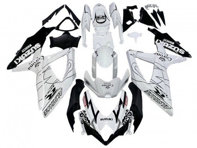 2008-2010 Suzuki GSXR 600 / GSXR 750 Motorcycle Fairings - White Black Alstare Corona Extra Motul Canada