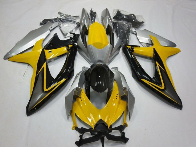 2008-2010 Suzuki GSXR 600 / GSXR 750 Motorcycle Fairings - Yellow Silver Grey Black Canada