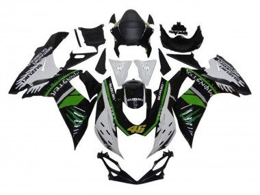 2011-2024 Suzuki GSXR 600 / GSXR 750 Motorcycle Fairings - White Green Black Monster 46 Canada
