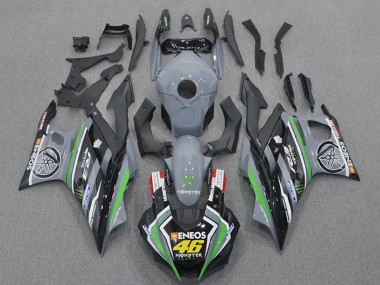 2019-2021 Yamaha YZF R3/R25 Motorcycle Fairings - Grey Black Green Black ENEOS Monster 46 Canada