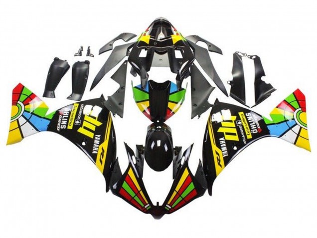 2009-2011 Yamaha YZF 1000 R1 Motorcycle Fairings - Glossy Black HP Color Wheel Canada