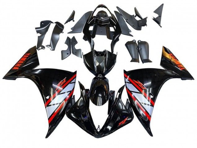 2009-2011 Yamaha YZF 1000 R1 Motorcycle Fairings - Glossy Black Silver Red Stripe Canada