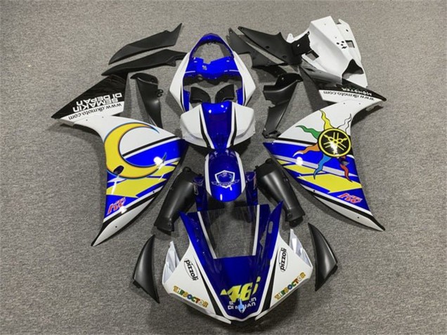 2009-2011 Yamaha YZF 1000 R1 Motorcycle Fairings - White Blue Yellow Black Sun Moon Canada