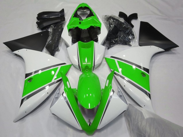 2012-2014 Yamaha YZF 1000 R1 Motorcycle Fairings - White Green Matte Black Canada