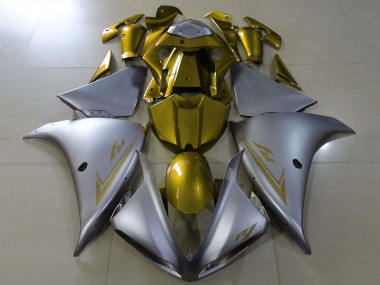 2012-2014 Yamaha YZF 1000 R1 Motorcycle Fairings - Matte Silver Gold Canada
