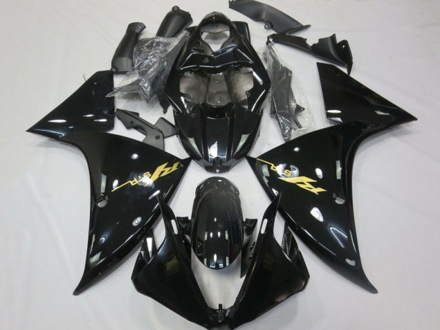 2012-2014 Yamaha YZF 1000 R1 Motorcycle Fairings - Glossy Black Gold Decals Canada