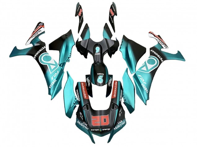 2020-2025 Yamaha YZF 1000 R1 Motorcycle Fairings - Turquoise Blue Matte Black Petronas Canada