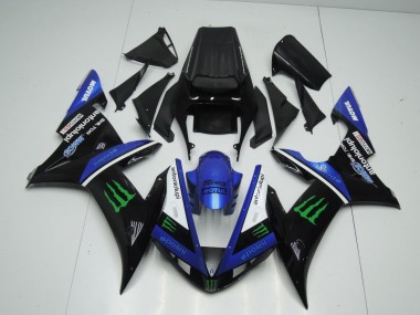2002-2003 Yamaha YZF 1000 R1 Motorcycle Fairings - Blue White Black Green Motul Green Monster Canada