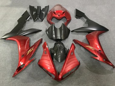 2004-2006 Yamaha YZF 1000 R1 Motorcycle Fairings - Red Faux Carbon Fiber Matte Black Canada