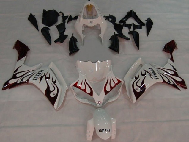2007-2008 Yamaha YZF 1000 R1 Motorcycle Fairings - White Red Black Flame Canada