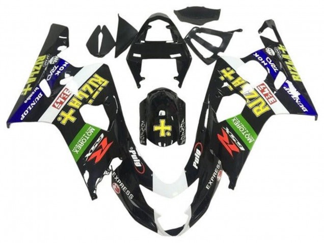 2004-2005 Suzuki GSXR 600 / GSXR 750 Motorcycle Fairings - Glossy Black Blue Green Yellow Rizla Canada