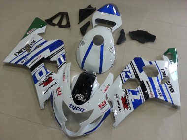 2004-2005 Suzuki GSXR 600 / GSXR 750 Motorcycle Fairings - White Blue Black Green Tyco Canada