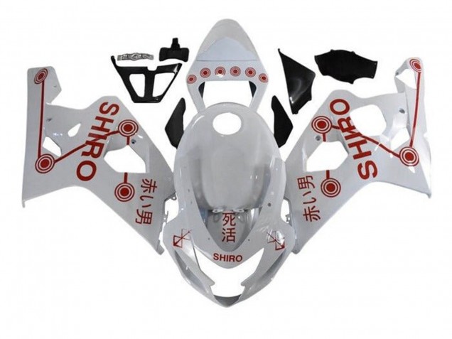 2004-2005 Suzuki GSXR 600 / GSXR 750 Motorcycle Fairings - White Red Shiro Canada