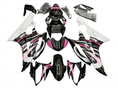 2006-2007 Yamaha YZF R6 Motorcycle Fairings - White Pink Black Star Flame Canada