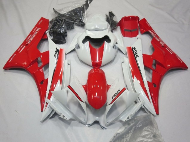 2006-2007 Yamaha YZF R6 Motorcycle Fairings - White Red Motul Michelin Canada