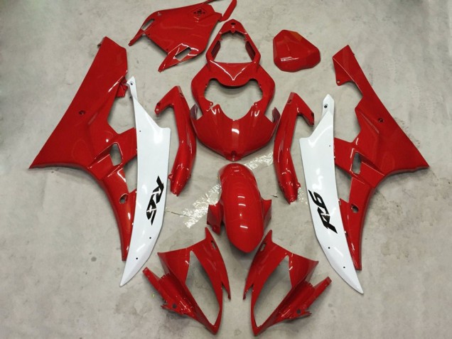 2006-2007 Yamaha YZF R6 Motorcycle Fairing Kits - White Red Canada