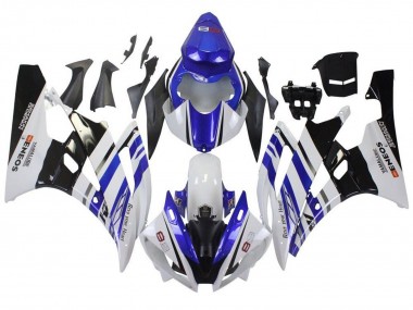 2006-2007 Yamaha YZF R6 Motorcycle Fairings - White Blue Black ENEOS Yamalube Canada