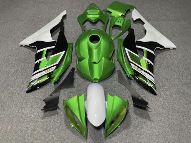 2008-2016 Yamaha YZF R6 Motorcycle Fairings - White Green Glossy Black Stripe Canada