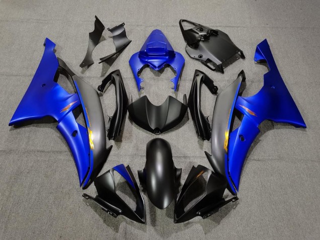 2008-2016 Yamaha YZF R6 Motorcycle Fairings - Blue Matte Black Yellow Decals Canada