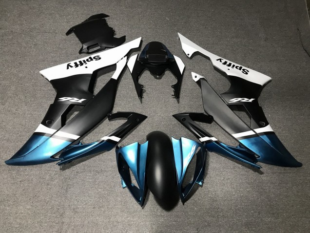2008-2016 Yamaha YZF R6 Motorcycle Fairings - White Blue Matte Black Spiffy Canada