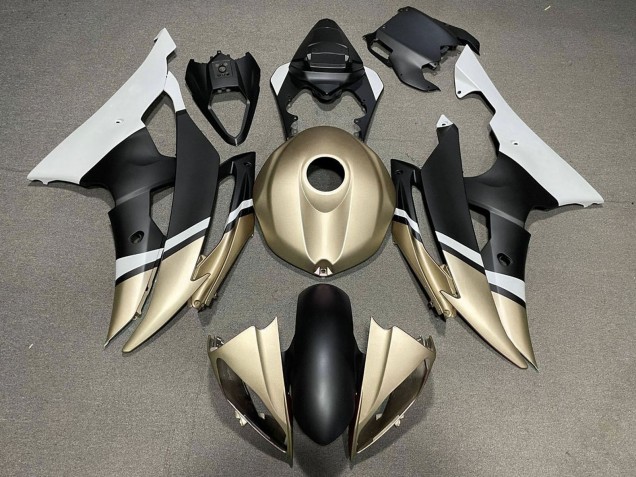 2008-2016 Yamaha YZF R6 Motorcycle Fairings - White Gold Matte Black Canada