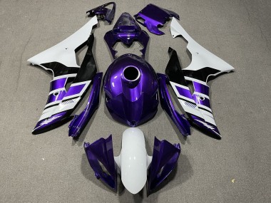2008-2016 Yamaha YZF R6 Motorcycle Fairings - White Purple Black Stripe Canada