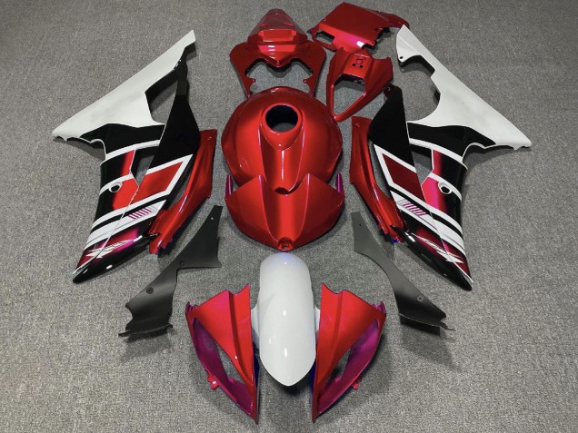2008-2016 Yamaha YZF R6 Motorcycle Fairings - White Red Glossy Black Stripe Canada