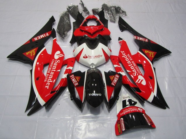 2008-2016 Yamaha YZF R6 Motorcycle Fairings - White Red Black Santander Canada