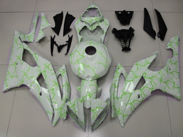 2008-2016 Yamaha YZF R6 Motorcycle Fairings - White Green Lightning Canada