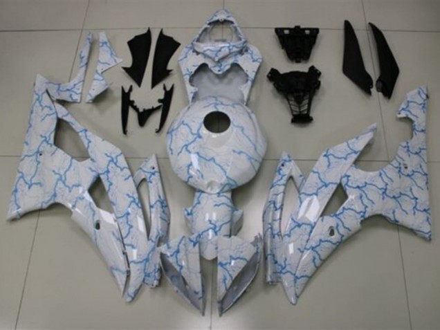 2008-2016 Yamaha YZF R6 Motorcycle Fairings - White Light Blue Lightning Canada