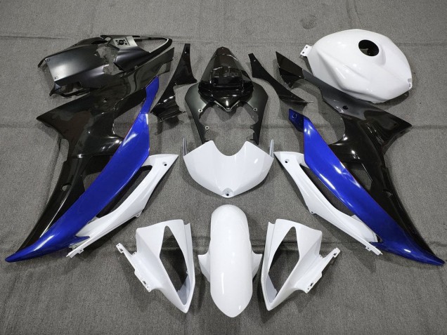 2008-2016 Yamaha YZF R6 Motorcycle Fairing - White Blue Glossy Black Canada