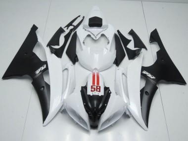 2008-2016 Yamaha YZF R6 Motorcycle Fairings - White Red Matte Black 58 Canada