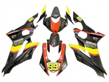 2017-2023 Yamaha YZF R6 Motorcycle Fairings - Yellow Orange Black Faux Carbon Fiber Canada