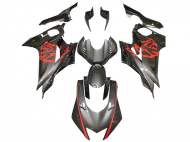2017-2023 Yamaha YZF R6 Motorcycle Fairings - Red Black Faux Carbon Fiber Canada