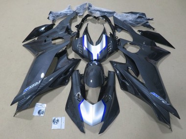 2017-2023 Yamaha YZF R6 Motorcycle Fairings - Silver Blue Black Faux Carbon Fiber Canada